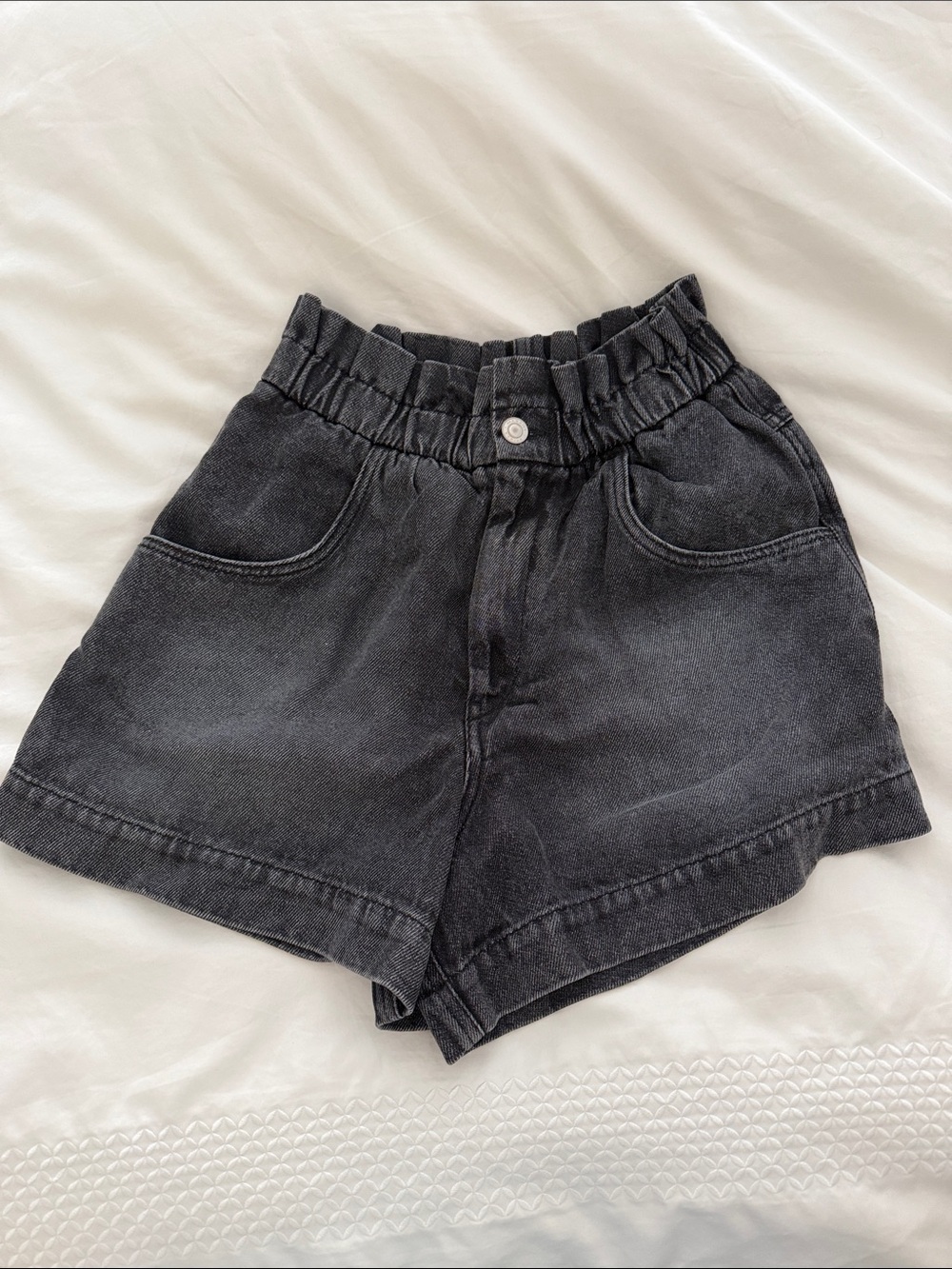 Isabel Marant Black High-Waist Paperbag Denim Shorts